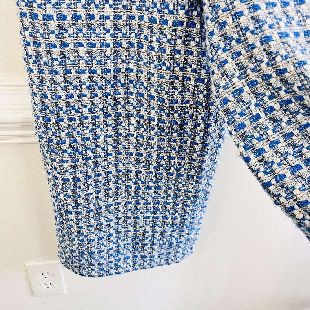 Jealous Tomato Blue & White Tweed Cropped Wide Leg Jumpsuit Sleeveless EUC Sz SM - Picture 10 of 16